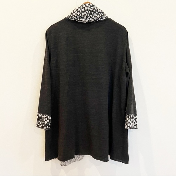 Ali Miles 1X Sweater Top Cowl Neck Art To Wear Artsy Plus Lagenlook Patchwork - Picture 2 of 11